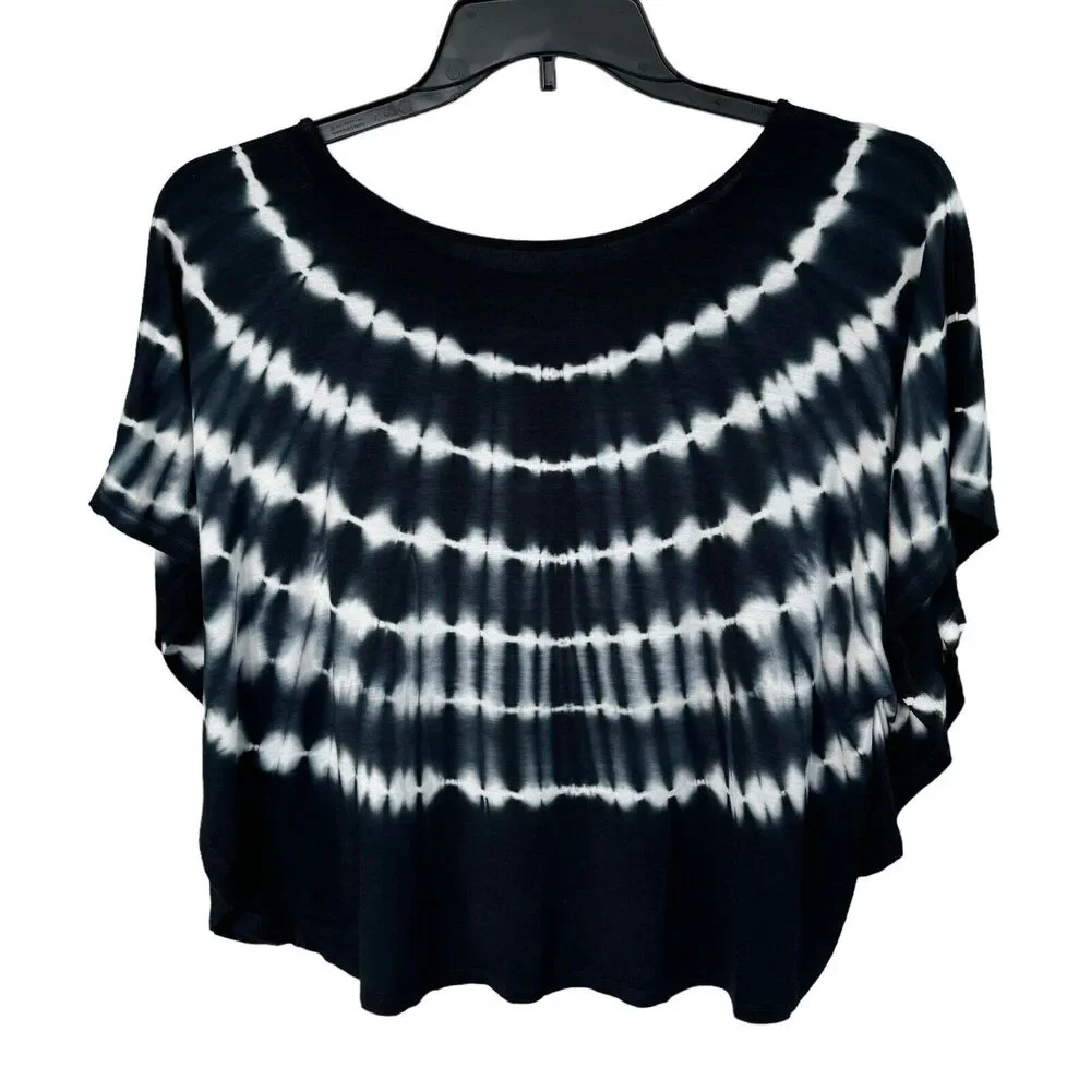 Justice JRS 14/16 Top Tie-Dye Boat Neck Batwing Sleeves Stretch Navy Blue